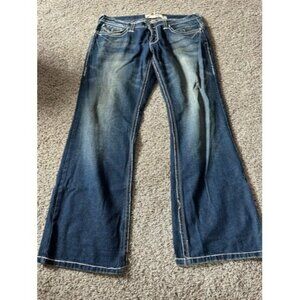 Laguna Beach USA Flap Pkt fleur de lis Boot Flare Distress Jeans Women Size 38